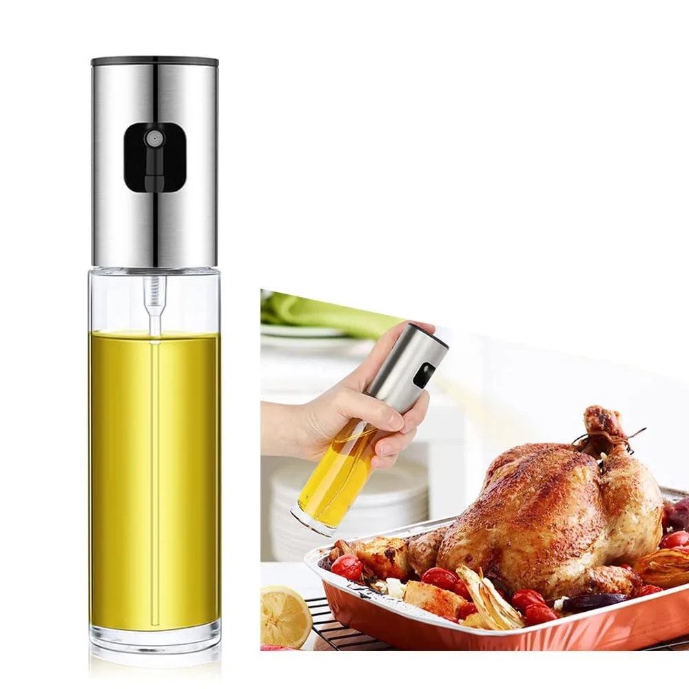Oil Sprayer Stainless Steel Transparent Glass Spray Bottle BBQ oil sprayer